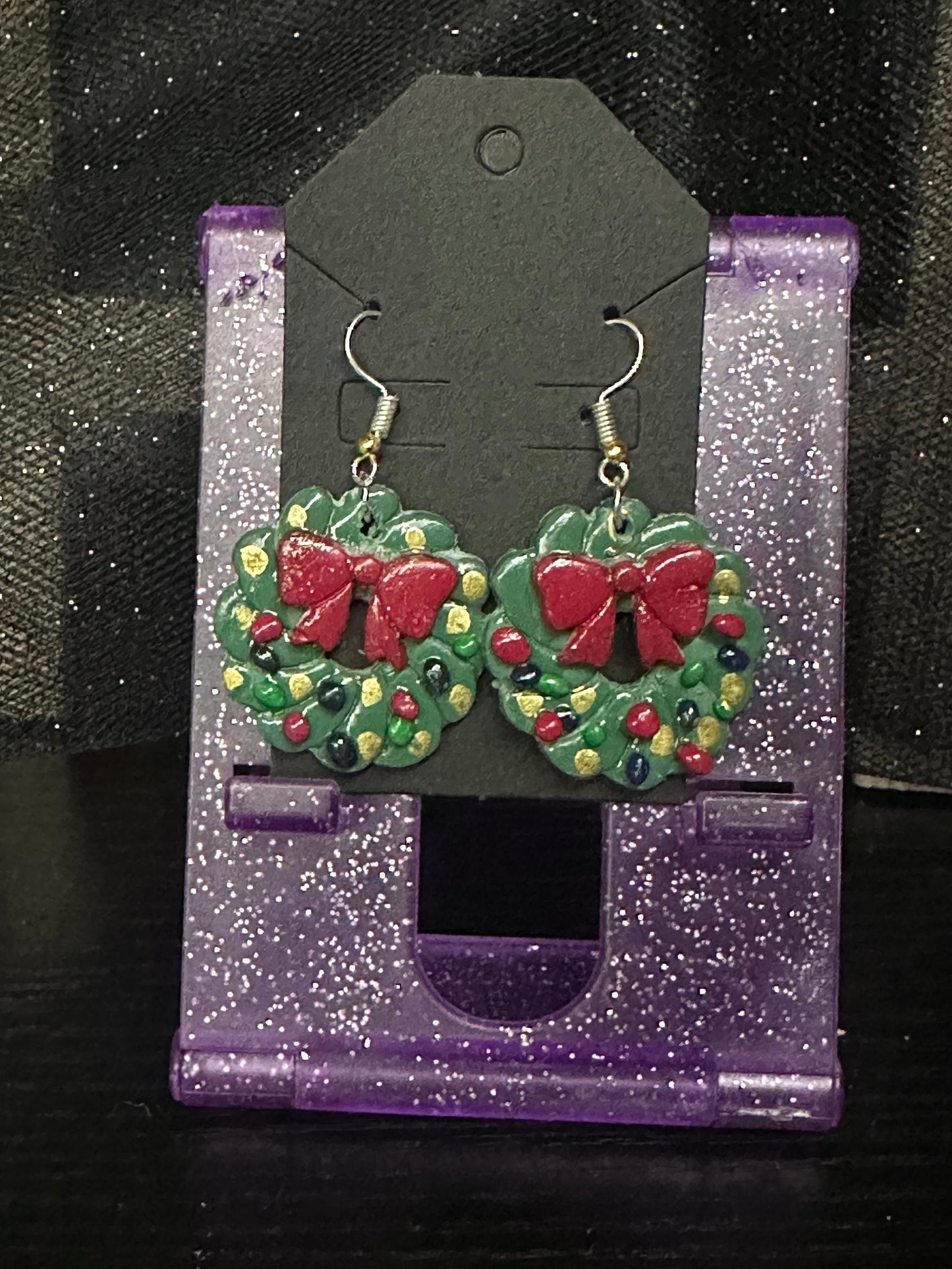 Handmade wreath clay earrings