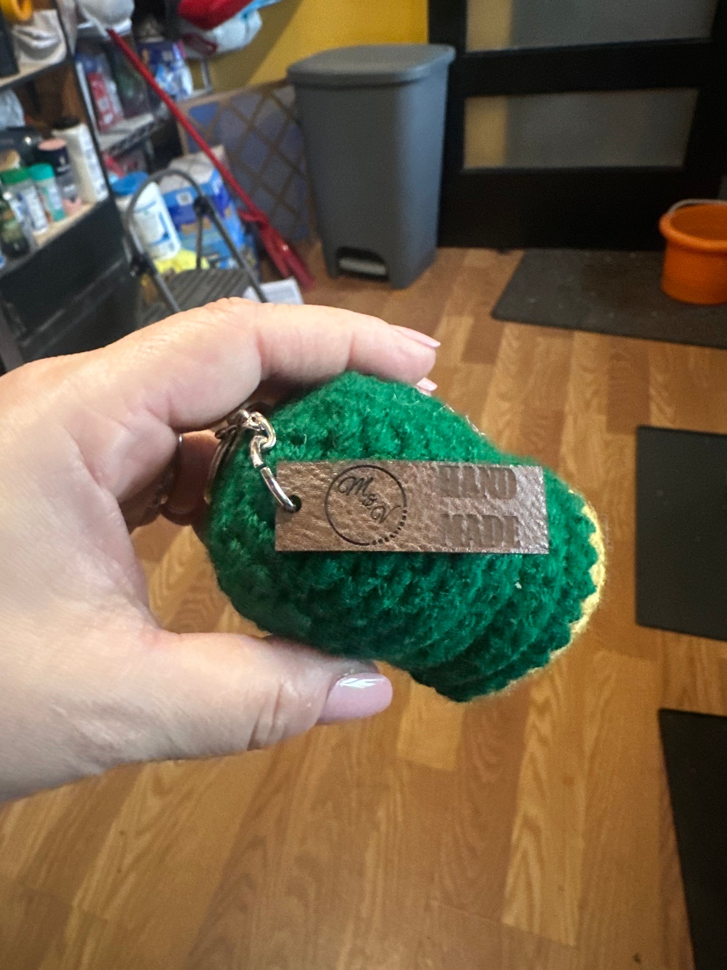 Handmade crochet Virgen de Guadalupe keychain