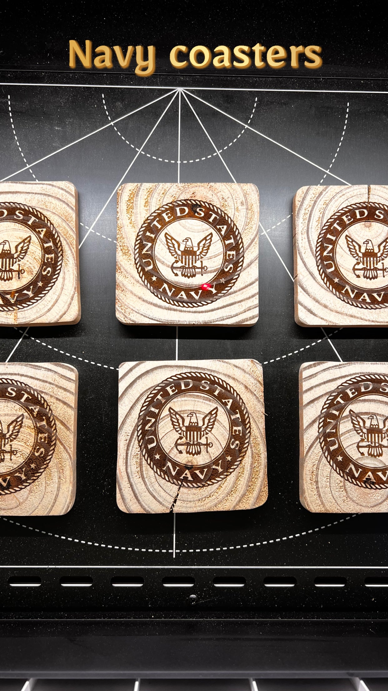 Military Branches wooden laser engraved coasters, set of 6