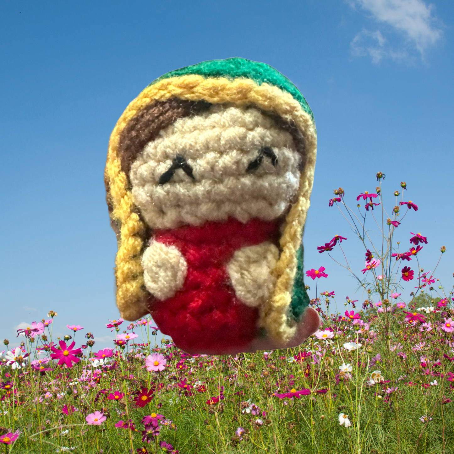 Handmade crochet Virgen de Guadalupe keychain